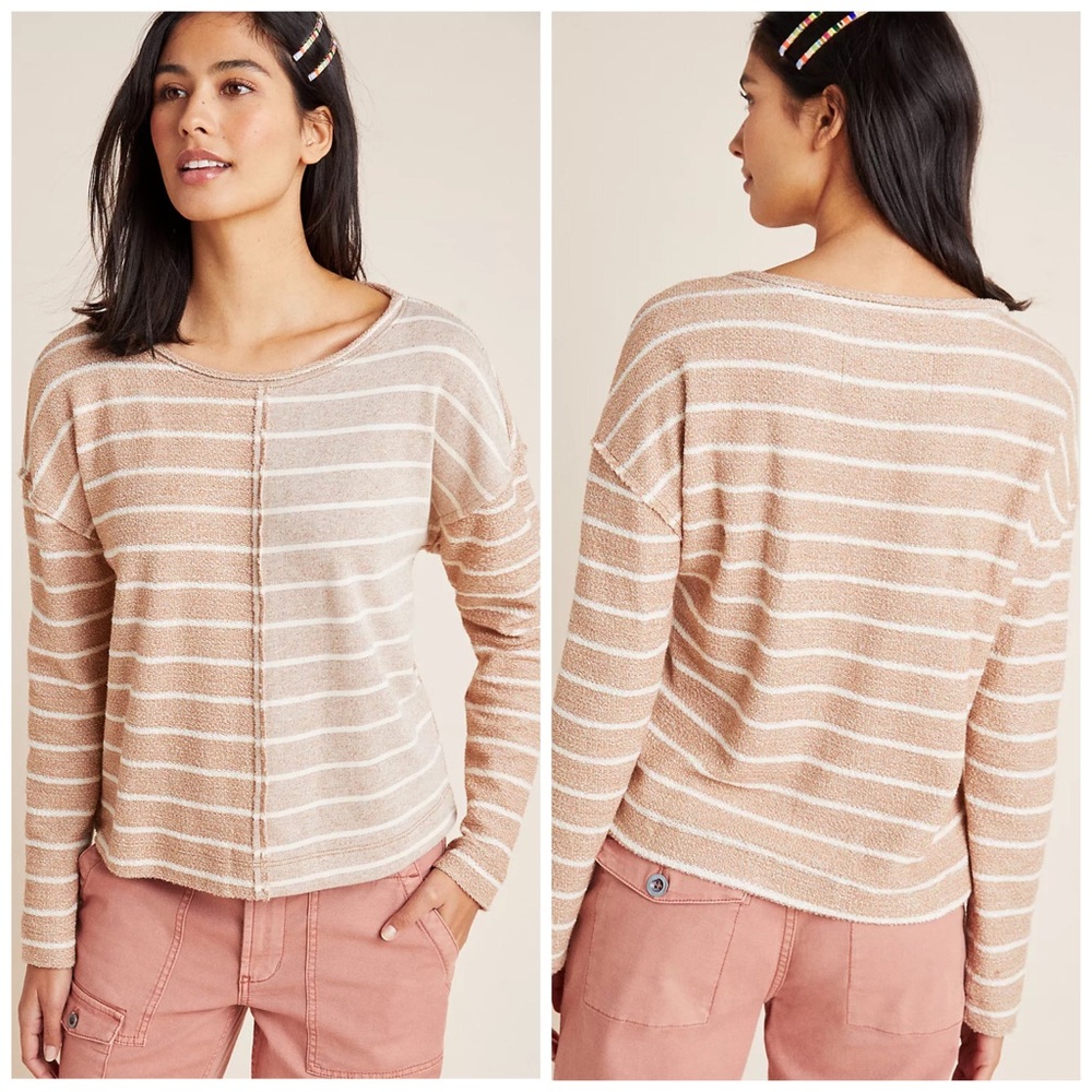 NWOT Anthropologie Devin Textured Striped Sweater